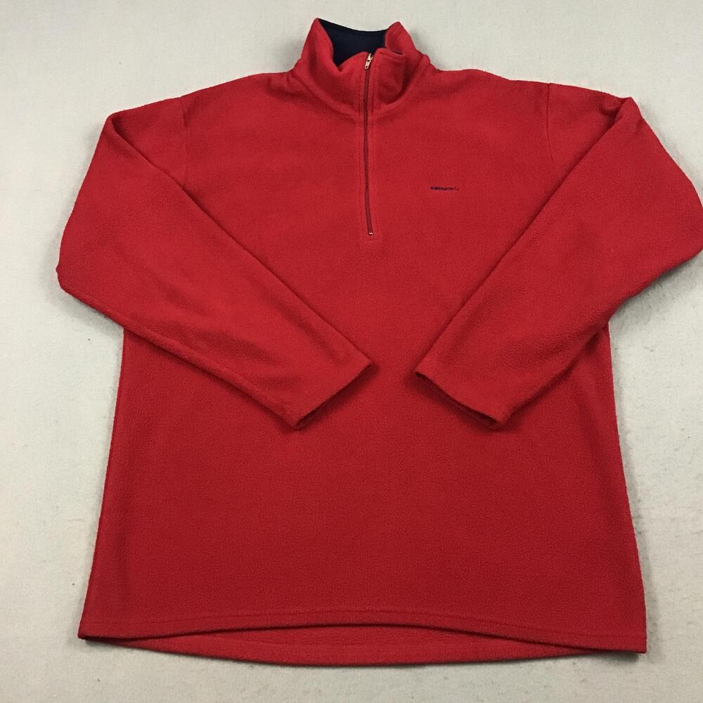 Patagonia Sweatshirt Mens Large Red Capilene 1/4 Zip Fleece Pullover L